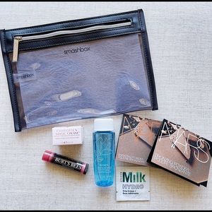 NWT Smashbox Makeup Cosmetics Pouch and Sephora Deluxe Minis Bundle